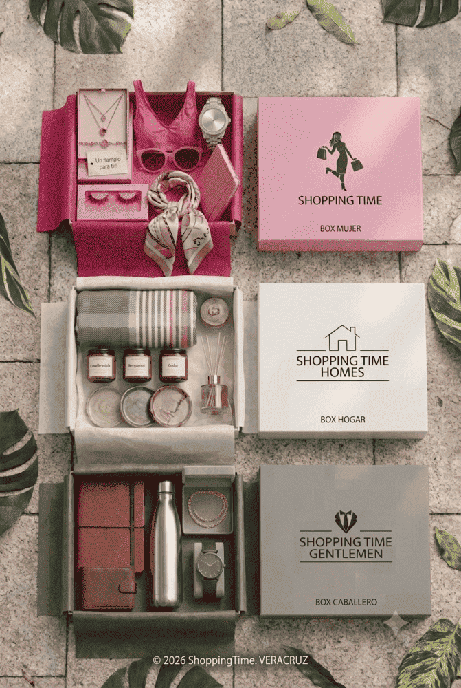 Shoppingboxes caja rosa,blanca y gris